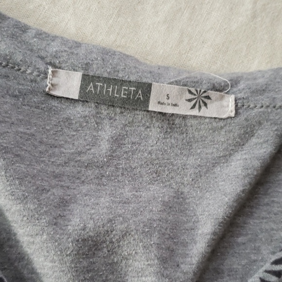 Athleta Dhara‎ Burnout Jersey Dress S Grey Paisley V-Neck Cap Sleeves - Picture 3 of 7